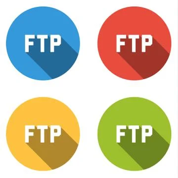 Collection of 4 isolated flat buttons for FTP Stock Illustration