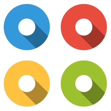 Collection of 4 isolated flat buttons for record Stock Illustration