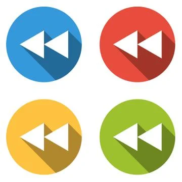 Collection of 4 isolated flat buttons for rewind Stock Illustration