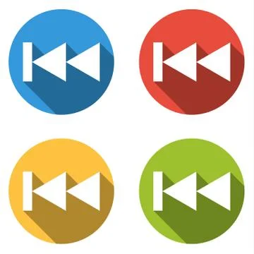 Collection of 4 isolated flat buttons for rewind Stock Illustration