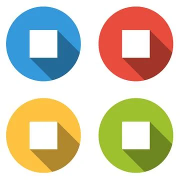 Collection of 4 isolated flat buttons for stop Stock Illustration