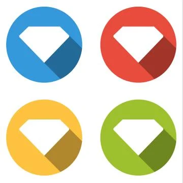 Collection of 4 isolated flat buttons for crystal (gem, diamond) Stock Illustration