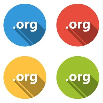 Collection of 4 isolated flat buttons for .org domain name Stock Illustration
