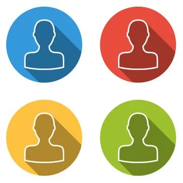 Collection of 4 isolated flat buttons for person (social, user, ...) Stock Illustration