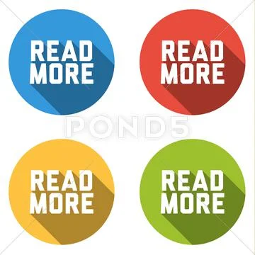 Collection of 4 isolated flat buttons for READ MORE Stock Illustration