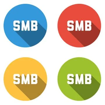 Collection of 4 isolated flat buttons (icons) for SMB Stock Illustration