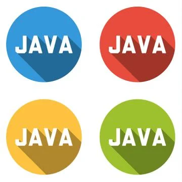 Collection of 4 isolated flat buttons for JAVA (computer programming language 스톡 일러스트