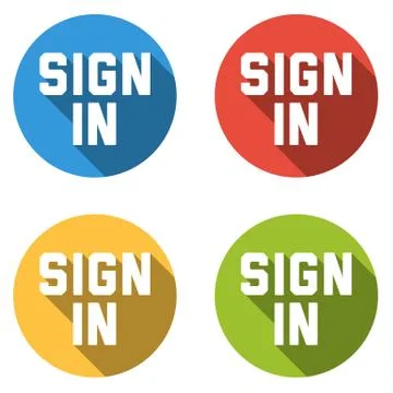 Collection of 4 isolated flat buttons for SIGN IN Stock Illustration
