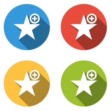 Collection of 4 isolated flat buttons for add to favorites Stock Illustration