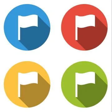 Collection of 4 isolated flat colorful buttons (icons) for waving flag Stock Illustration