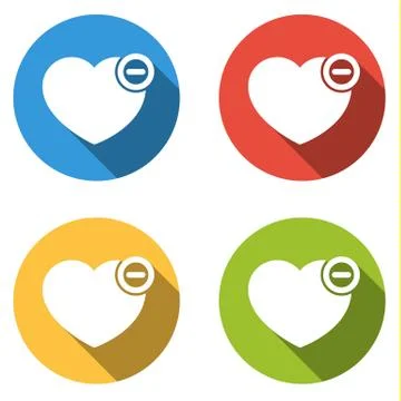Collection of 4 isolated icons for remove from favorites Stock Illustration
