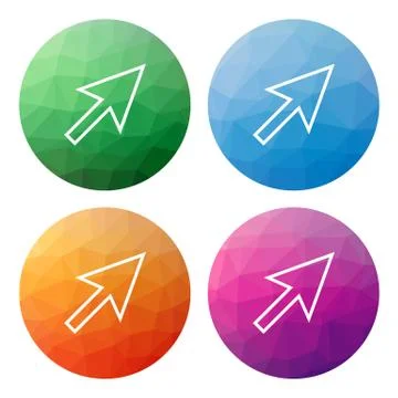 Collection of 4 isolated modern low polygonal buttons - icons - for cursor (p Stock Illustration