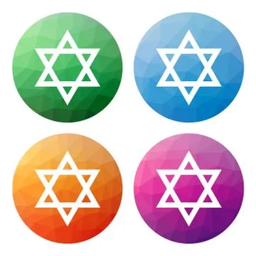 Collection of 4 isolated modern low polygonal buttons - icons - for Star of D Stock Illustration