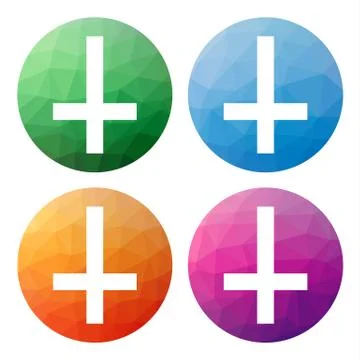 Collection of 4 isolated modern low polygonal buttons - icons - for Cross of  Stock Illustration