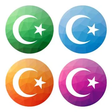 Collection of 4 isolated modern low polygonal buttons - icons - for Star and  Stock Illustration