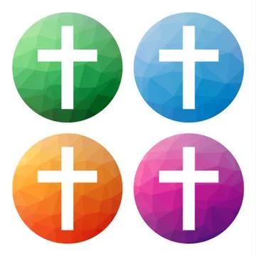 Collection of 4 isolated modern low polygonal buttons - icons - for latin cro Stock Illustration