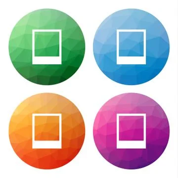 Collection of 4 isolated modern low polygonal buttons - icons - for picture ( Stock Illustration