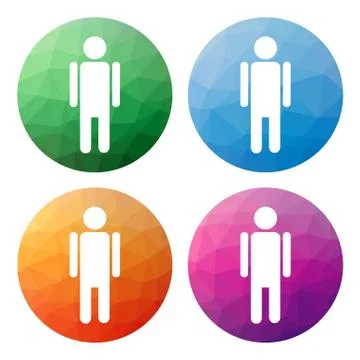 Collection of 4 isolated modern low polygonal buttons - mosaic abstract geome Stock Illustration