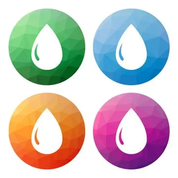 Collection of 4 isolated modern low polygonal buttons - mosaic abstract geome Stock Illustration