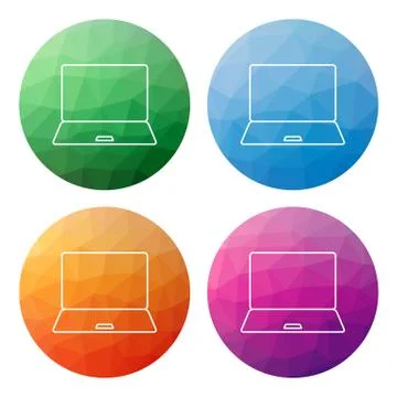 Collection of 4 isolated modern low polygonal mosaic abstract buttons - icons Stock Illustration