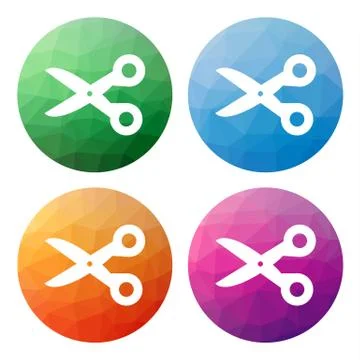 Collection of 4 isolated modern low polygonal mosaic abstract buttons - icons Stock Illustration