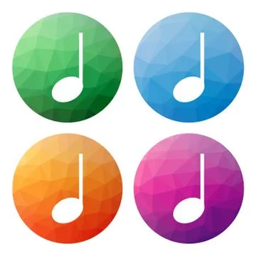 Collection of 4 isolated modern low polygonal mosaic abstract buttons - icons Stock Illustration