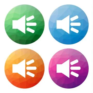 Collection of 4 isolated modern low polygonal mosaic abstract buttons - icons Stock Illustration