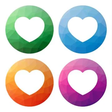 Collection of 4 isolated modern low polygonal mosaic abstract buttons - icons Stock Illustration