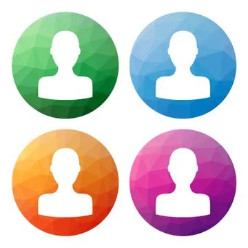 Collection of 4 isolated modern low polygonal buttons - icons - for person (s Stock Illustration