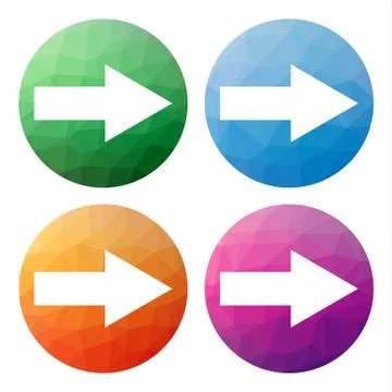 Collection of 4 isolated modern low polygonal mosaic abstract buttons - icons Stock Illustration