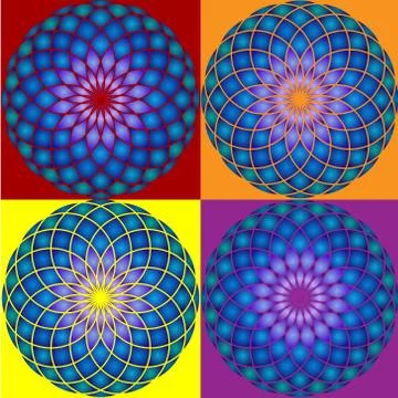 Collection of 4 Mandala. Seamless pattern Stock Illustration