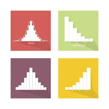 Collection of 4 Normal and Not Normal Distribution Curve Ilustración de archivo