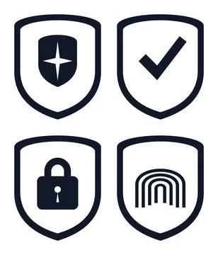 Collection of 4 Premium Security Shield Icons Set 4 Vector Protection Symbo.. Stock Illustration