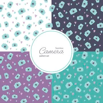 Collection of 4 repeat tiles consist of cartoon starfish and hearts flops symbol Stock Illustration