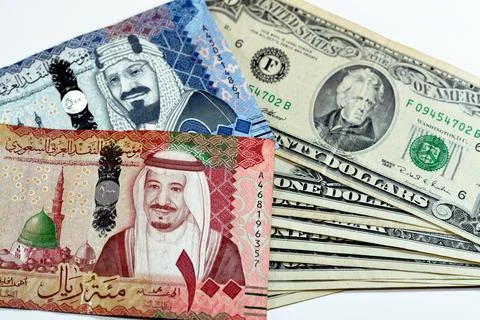 Collection of 500, 100 SAR Five hundred and one hundred Saudi Arabia riyals c Stock Photos