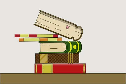 Collection of 6 books on a table - Flat design Stock Illustration