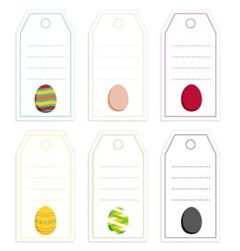 Collection of 6 colorful tags with Easter eggs Stock Illustration