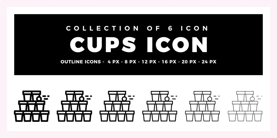 Collection of 6 Cup Stacking Game Icons Stock Illustration