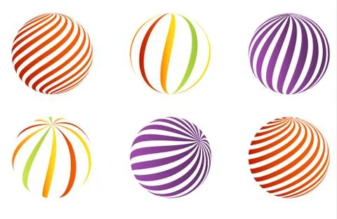 Collection of 6 different 3d balls Stock Illustration