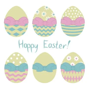 Collection of 6 Easter Eggs. Stock Illustration