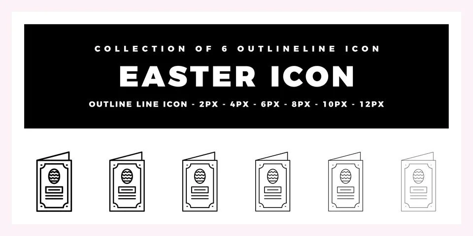 Collection of 6 Easter Eggs Outline Icons Stock Illustration