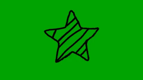 Collection of 8 hand-drawn animated doodle stars on green screen, minimalist bla Stock Footage 330073072