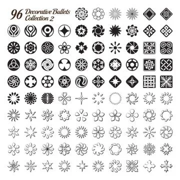 Collection of 96 Decorative Bullets Illustrazione stock