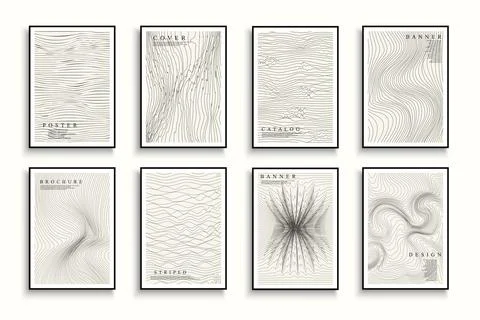 Collection of abstract artwork striped covers, templates, backgrounds, plac.. Illustration
