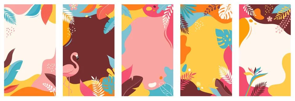 Collection of abstract background designs, summer sale, social media promotional Stock Illustration