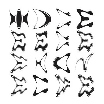 Collection of abstract black and white liquid shapes Stock Illustration
