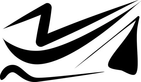 Collection of abstract black ink shapes and swooshes on white, Hand drawn b.. 库存插图