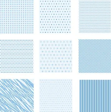Collection of abstract blue patterns featuring dots lines and geometric sha.. Stockillustratie