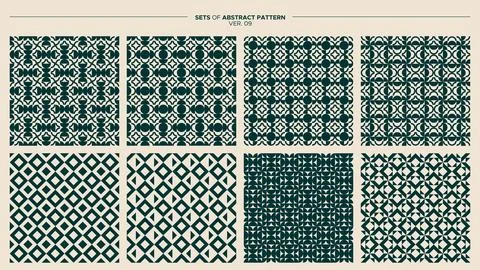 Collection of abstract circle and line seamless pattern. Geometric pattern. 스톡 일러스트