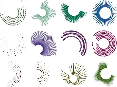 Collection of abstract circular shapes in various colors designed for moder.. Stock-Illustration